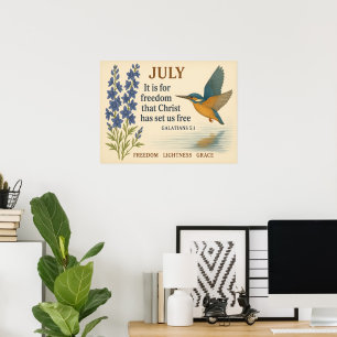 Poster Colibri Inspiration Liberté de Juillet