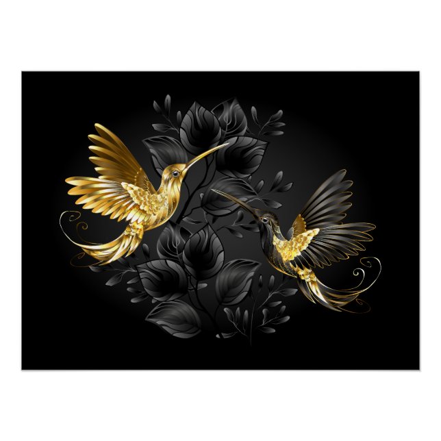 Poster Colibri noir et or (Devant)