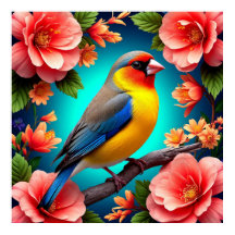 Colibri Perché Au Milieu De Fleurs Lumineuses