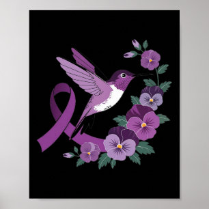 Poster Colibri tenant un ruban violet Heimerheimer Awa