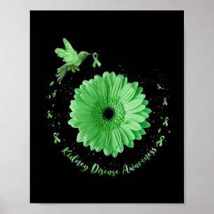 Poster Colibri Tournesol Vert Ribbon Maladie rénale