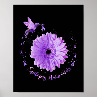 Poster Colibri Tournesol Violet Ribbon Epilepepsie Aware