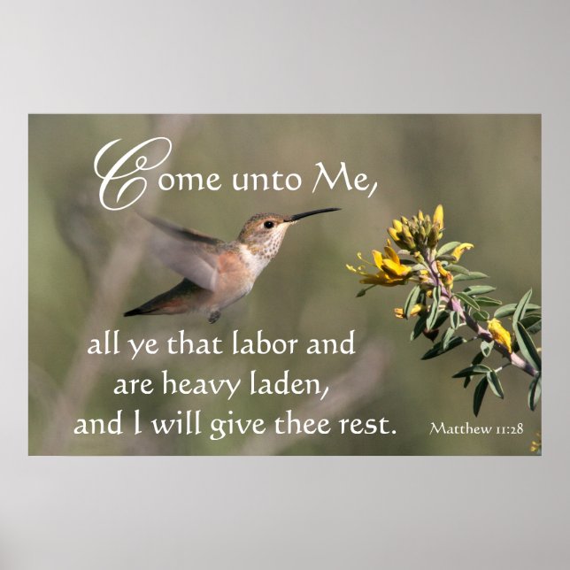 Poster Colibri Viens En Jésus Imprimer (Devant)