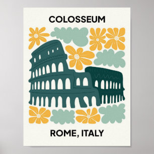 Poster Colisée Rome Italie Voyage abstrait art floral