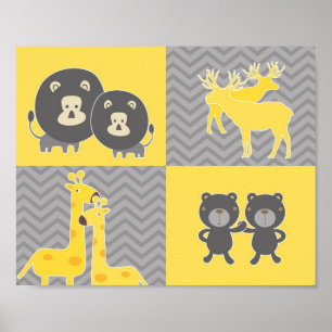 Poster Collage animal sur la plaine et le chevron de
