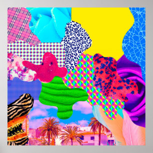 Poster Collage artistique contemporain. Mélange textuelle