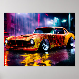 Poster Collage coloré de voiture personnalisée
