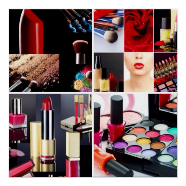 Poster Collage cosmétique coloré (Devant)