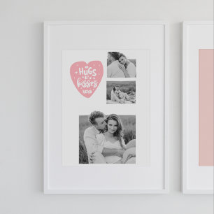 Poster Collage Couple Photo & Hugs And Kisses PInk Heart