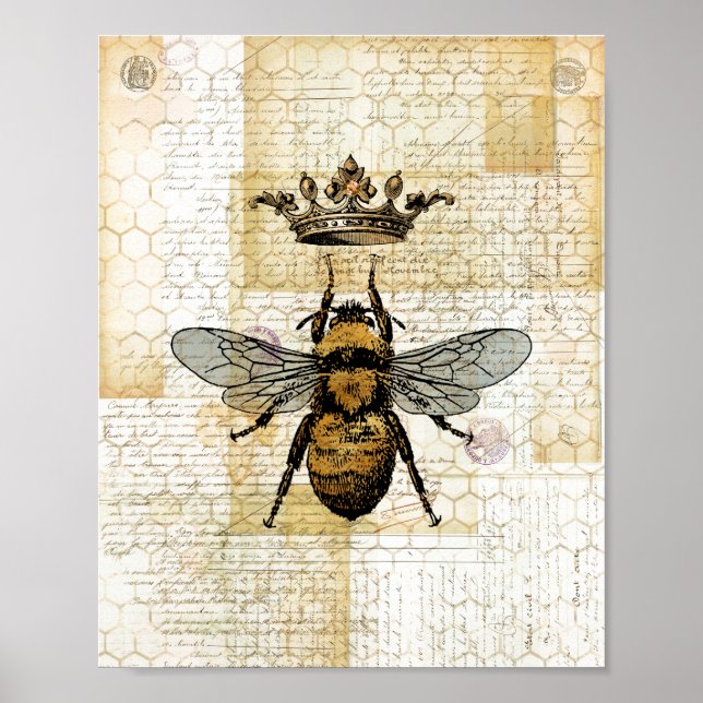 Poster Collage d'abeilles couronnées (Devant)