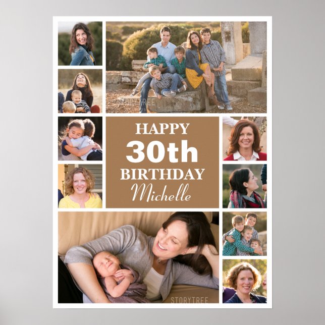 Poster Collage d'anniversaire photo personnalisée (Devant)