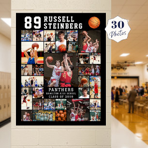 Poster Collage de 30 photos de basketball Numéro de joueu