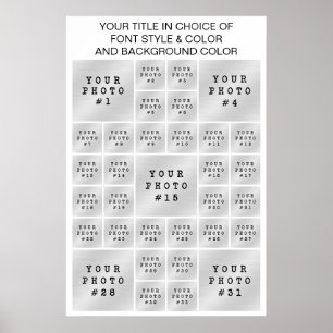 Poster Collage de 33 photos couleur et texte personnalisé