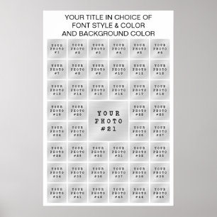 Poster Collage de 45 Photos Simple Couleur et Texte Perso