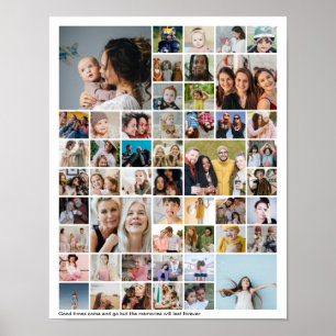 Poster Collage de 50 photos personnalisées en carreaux de