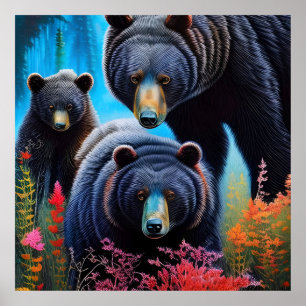 Poster Collage de la famille de l'ours