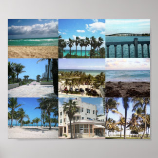 Poster Collage de Miami - 50 nuances de bleu
