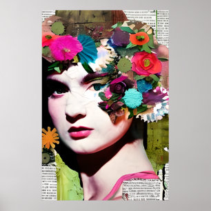Poster Collage de papier féminin victorien Art