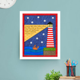 Poster Collage de phare avec crabe Inspirationnel