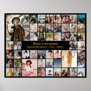 Poster Collage de photos commémoratives 50 photos En souv