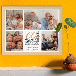 Poster Collage de photos d'anniversaire 60 ans Script Typ