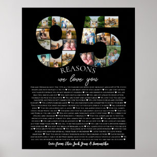 Poster Collage de photos d'anniversaire 95 Raisons pour l