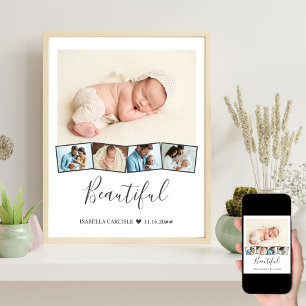 Poster Collage de photos de bébé en zigzag personnalisé