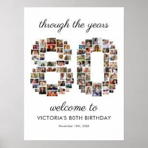 Poster Collage de photos de bienvenue pour 80e anniversai