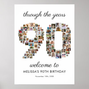 Poster Collage de photos de bienvenue pour les 90 ans