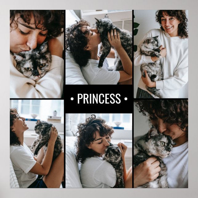 Poster Collage de photos de chat Monogrammé (Devant)