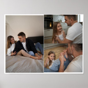 Poster Collage de photos de famille 3 personnalisées