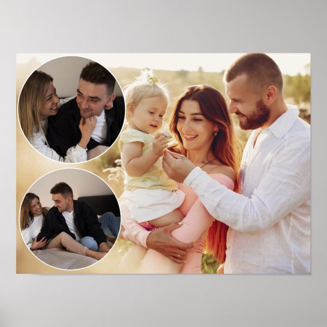 Poster Collage de photos de famille 3 personnalisées (Devant)