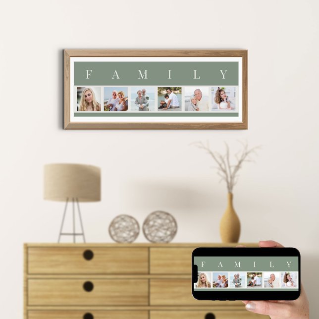 Poster Collage de photos de famille 6 Bande d'images Vert (Créateur téléchargé)