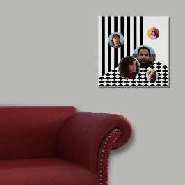 Poster Collage de photos de famille blanc noir Stripes Ch