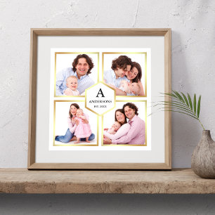 Poster Collage de photos de famille de 4 images en blanc 