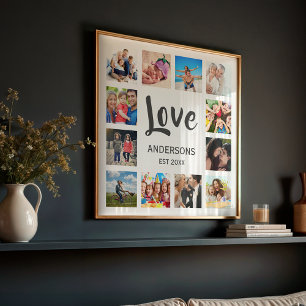 Poster Collage de photos de famille personnalisé blanc