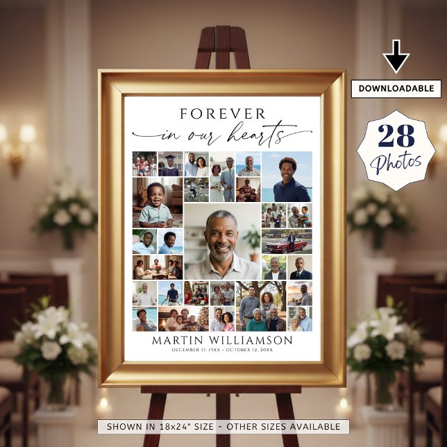 Poster Collage de photos de funérailles À jamais dans nos (Créateur téléchargé)