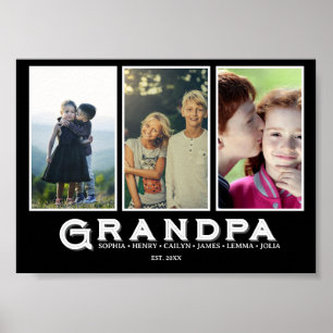Poster Collage de photos de grand-père – Noms personnalis