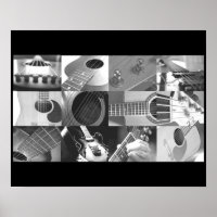 Collage de photos de guitare noir et blanc