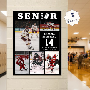 Poster Collage de photos de joueur de hockey senior numér