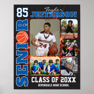 Poster Collage de photos de joueur d'équipe de basketball