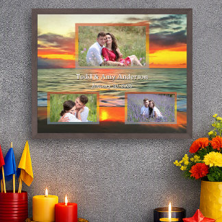 Poster Collage de photos de mariage personnalisé Coucher