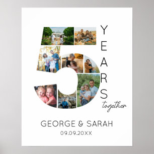Poster Collage de photos de mariage pour 5 ans d'annivers