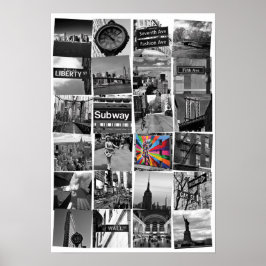 Poster Collage de photos de New York City, blanc