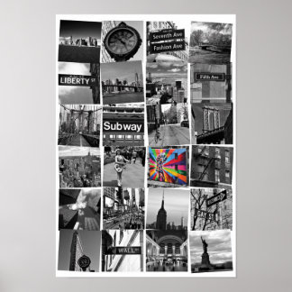 Poster Collage de photos de New York City, blanc
