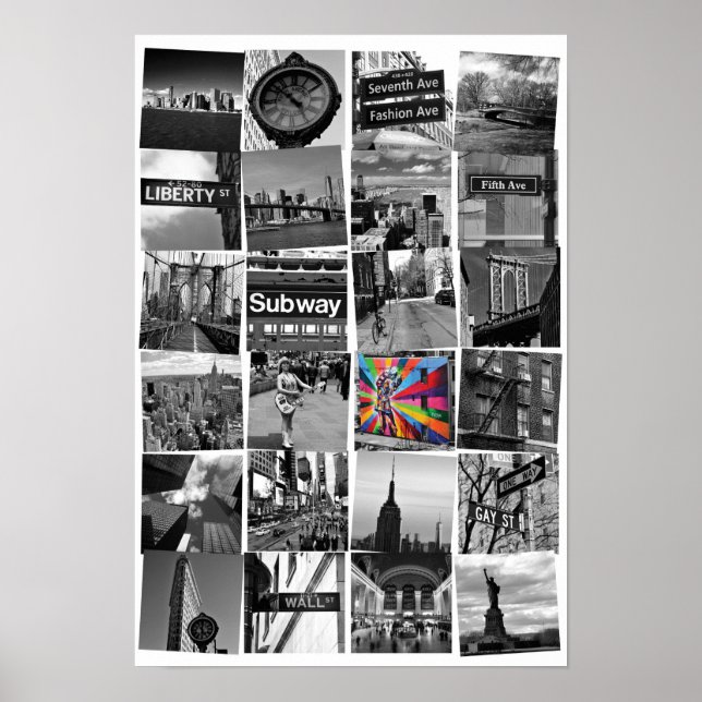 Poster Collage de photos de New York City, blanc (Devant)