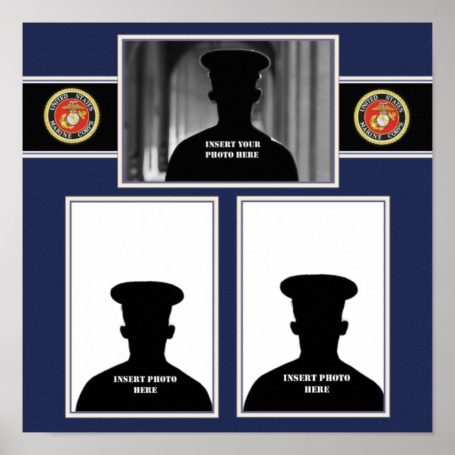 Poster Collage de photos de scrapbook Marine (Devant)