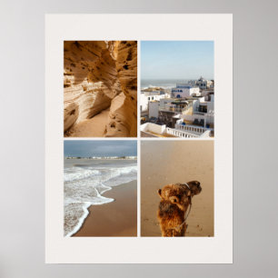 Poster Collage de photos de voyage au Maroc (Côtes sablon