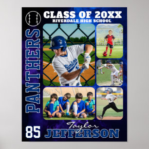 Poster Collage de photos d'équipe de baseball au lycée