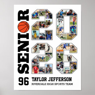 Poster Collage de photos d'équipe de basketball senior 20